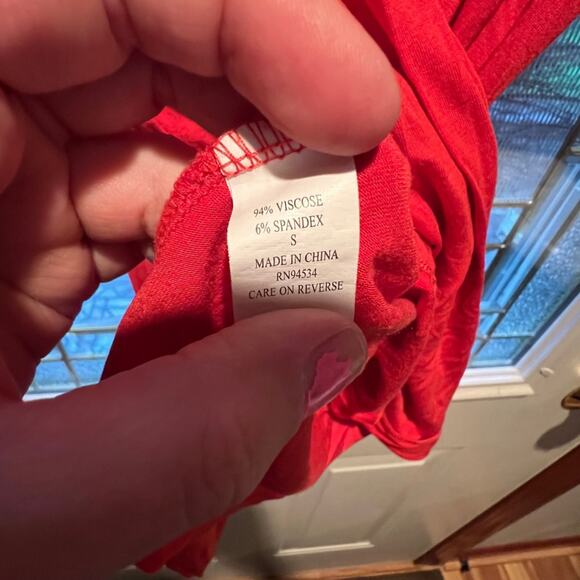 CABLE & GAUGE Super Soft Red Orange Sleeveless Ruched Tank Top Size Small - Picture 8 of 8